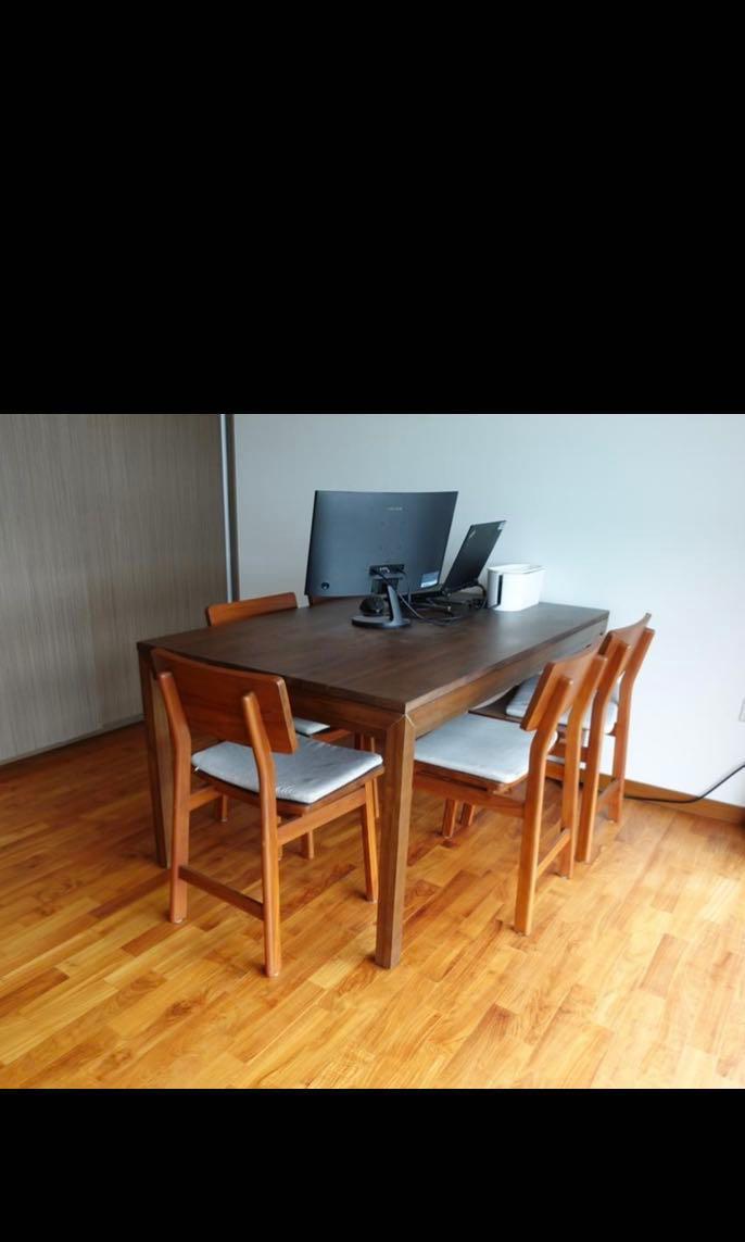 Crate and barrel dining table, Furniture & Home Living, Furniture