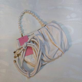 Cream Bag with Pearl handle, Preloved and Two -way