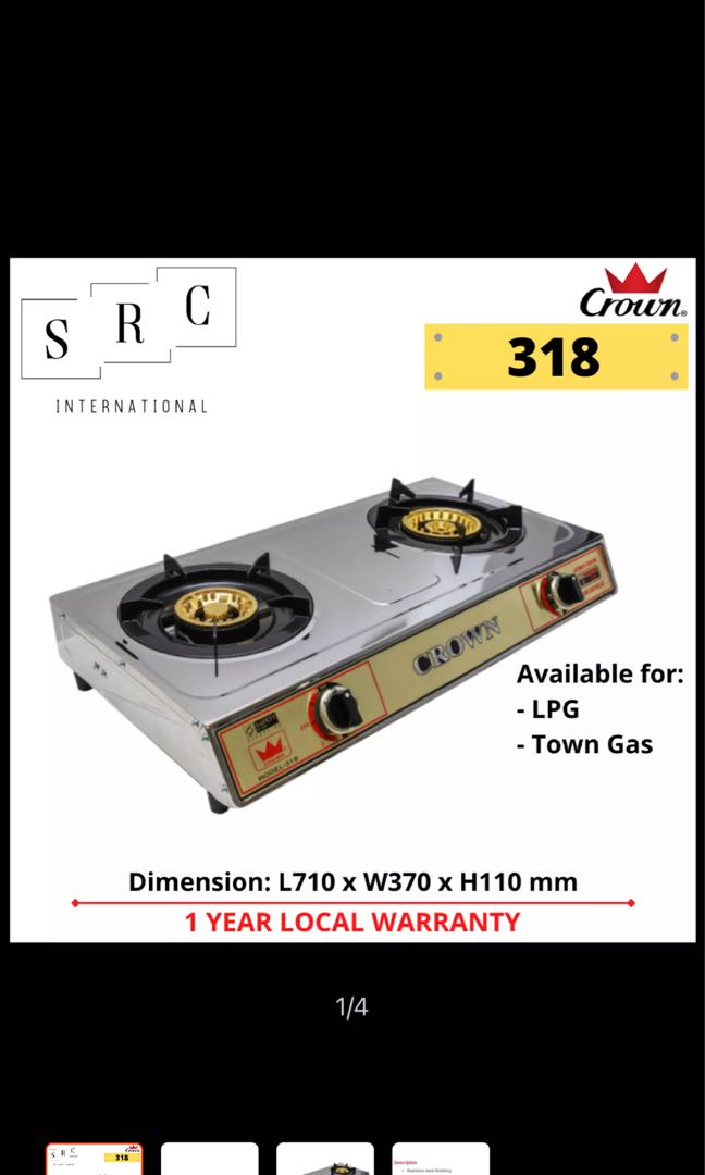 Crown Gas Stove and Accessories, Furniture & Home Living, Kitchenware