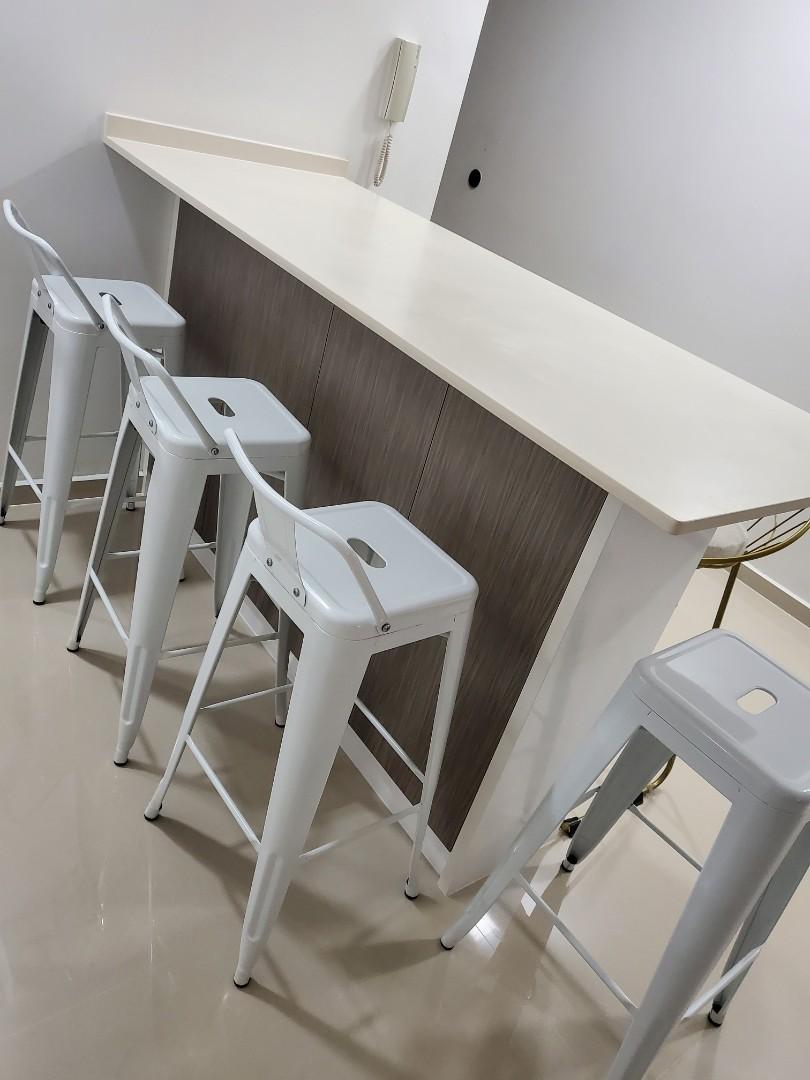 Custom made Dining bar table with quartz top, Furniture & Home Living