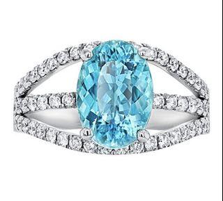 Fine Jewelry 18K 4.30 Ct. Tw. Diamond & Paraiba Ring