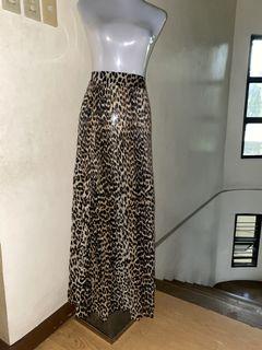 Ganni pleated leopard maxi skirt 