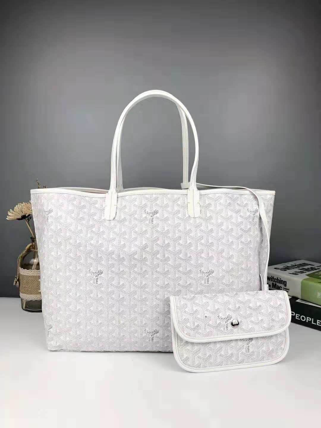 Goyard Goyardine St. Louis PM White/Grey Tote Bag - Meghan Markle's Handbags  - Meghan's Fashion