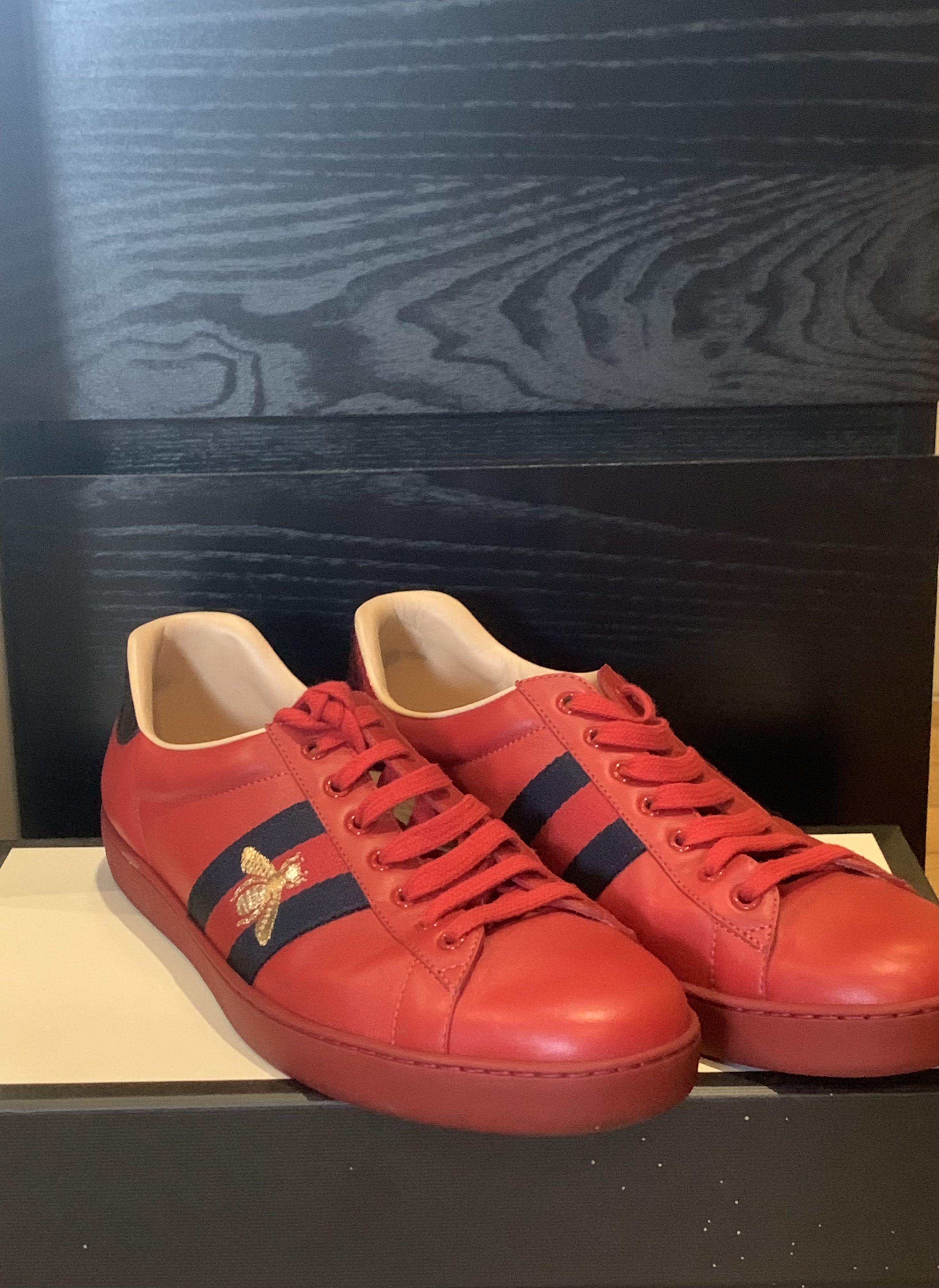 Red gucci online ace sneakers