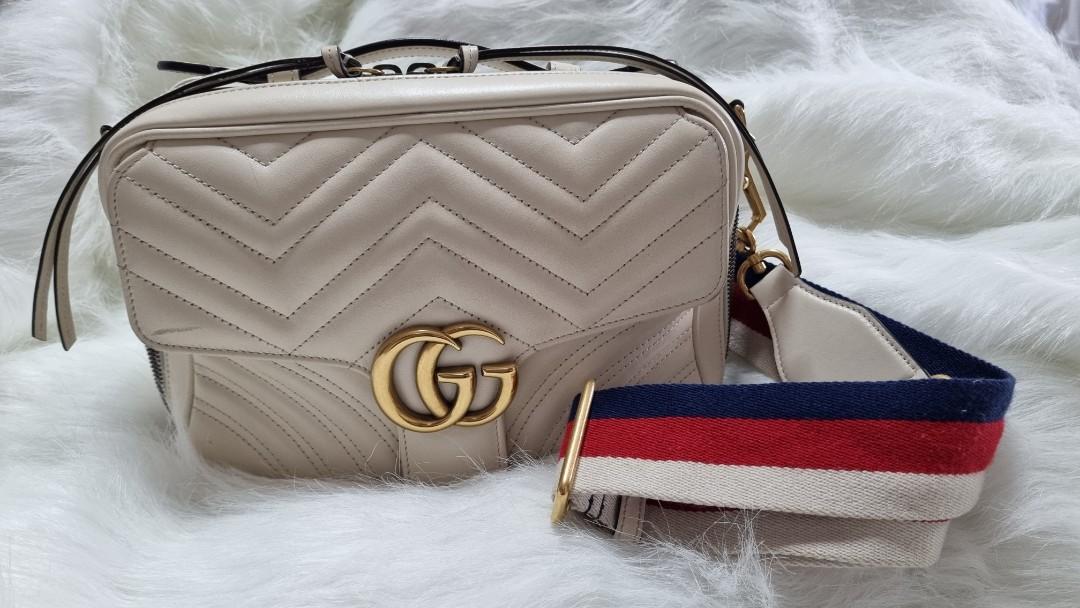 Gucci GG Marmont Shoulder Bag Matelasse Medium White in Calfskin