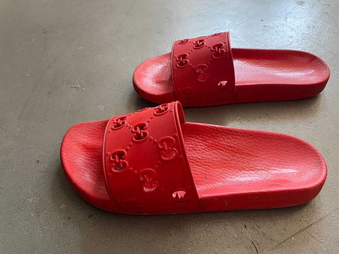 womens red gucci slides