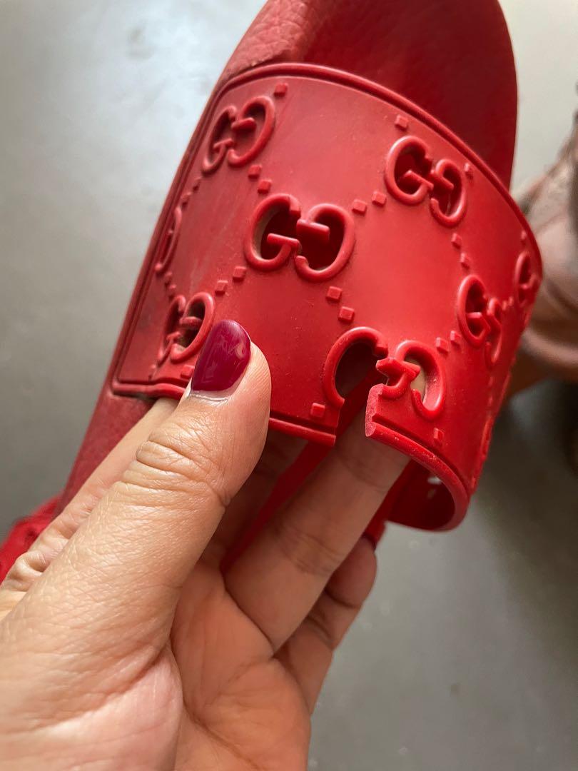 womens red gucci slides