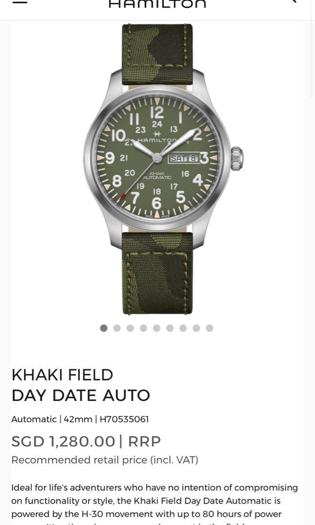hamilton khaki field day date auto 42mm