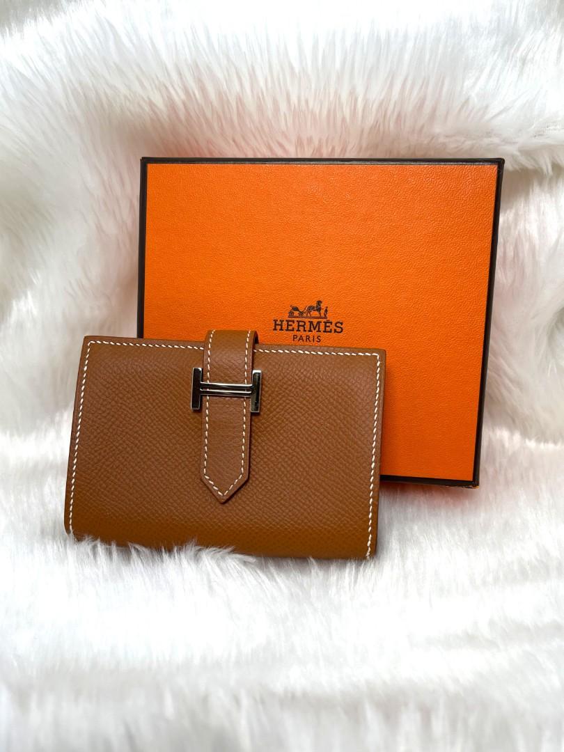 Hermes Bearn Soufflet Etain Epsom leather Rose gold hardware