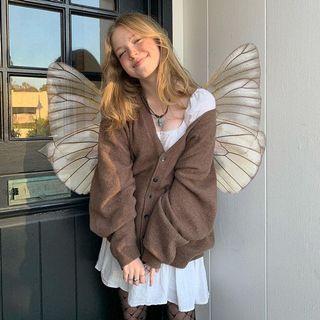 H&M hnm brown cardigan oversized pinterest y2k vintage