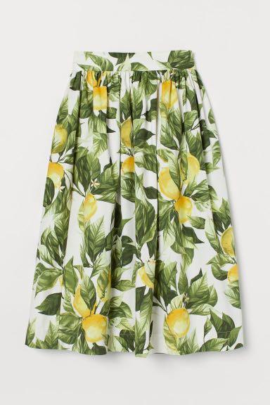 Hu0026M Lemon Patterned Print Midi Skirt, Women's Fashion, Bottoms, Skirts on  Carousell