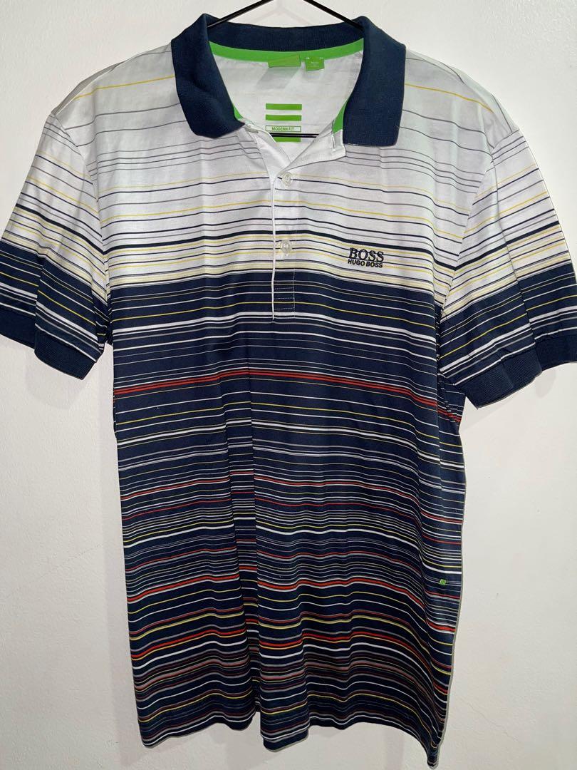 Hugo boss striped polo shirt deals