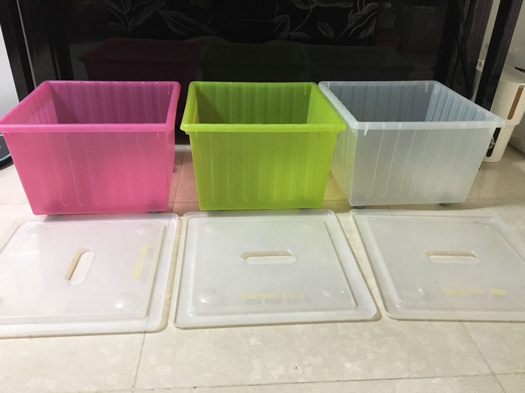 Ikea storage box with wheel and lid, Furniture & Home Living, Home