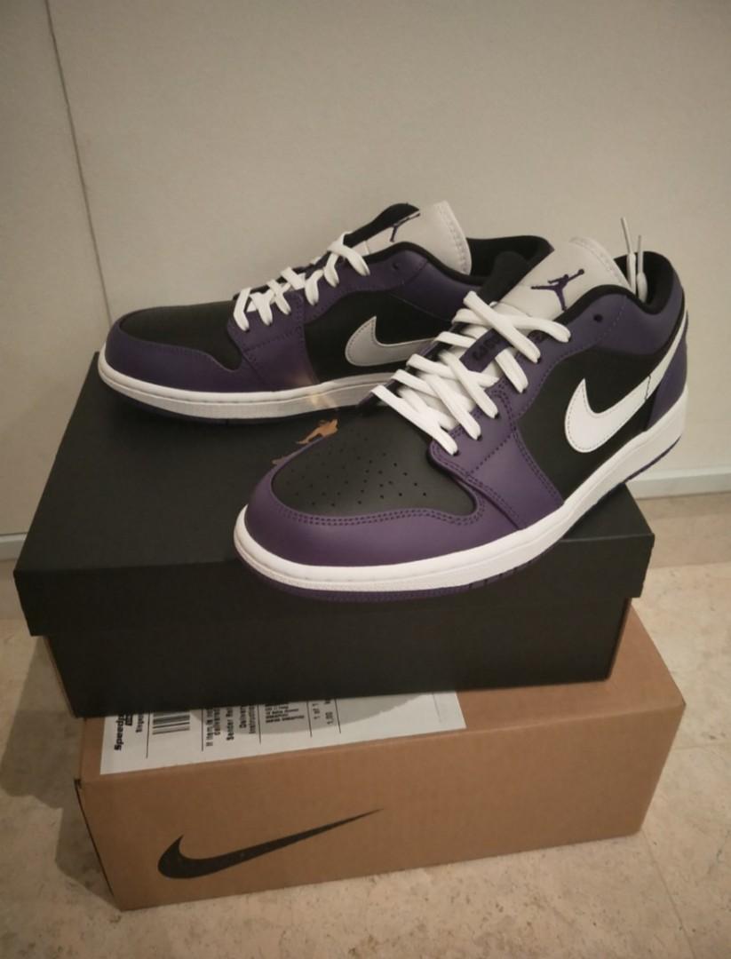 Purple black and white jordan 1 best sale