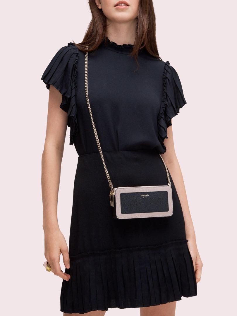 Kate Spade Margaux Double Zip Crossbody in Taupe Multi Black Gray