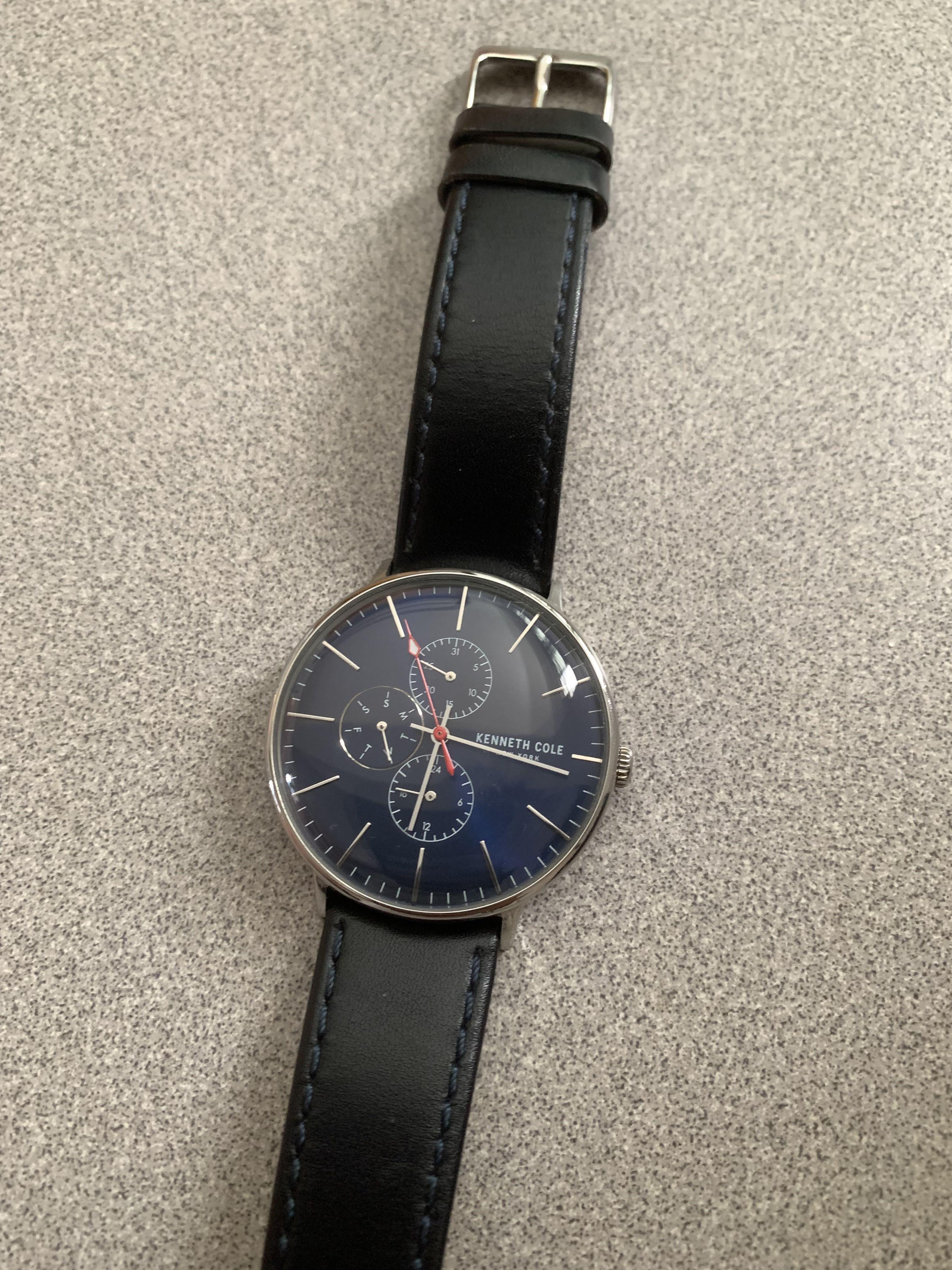 Kenneth Cole Leather Band Blue Dial Men s Fashion Watches