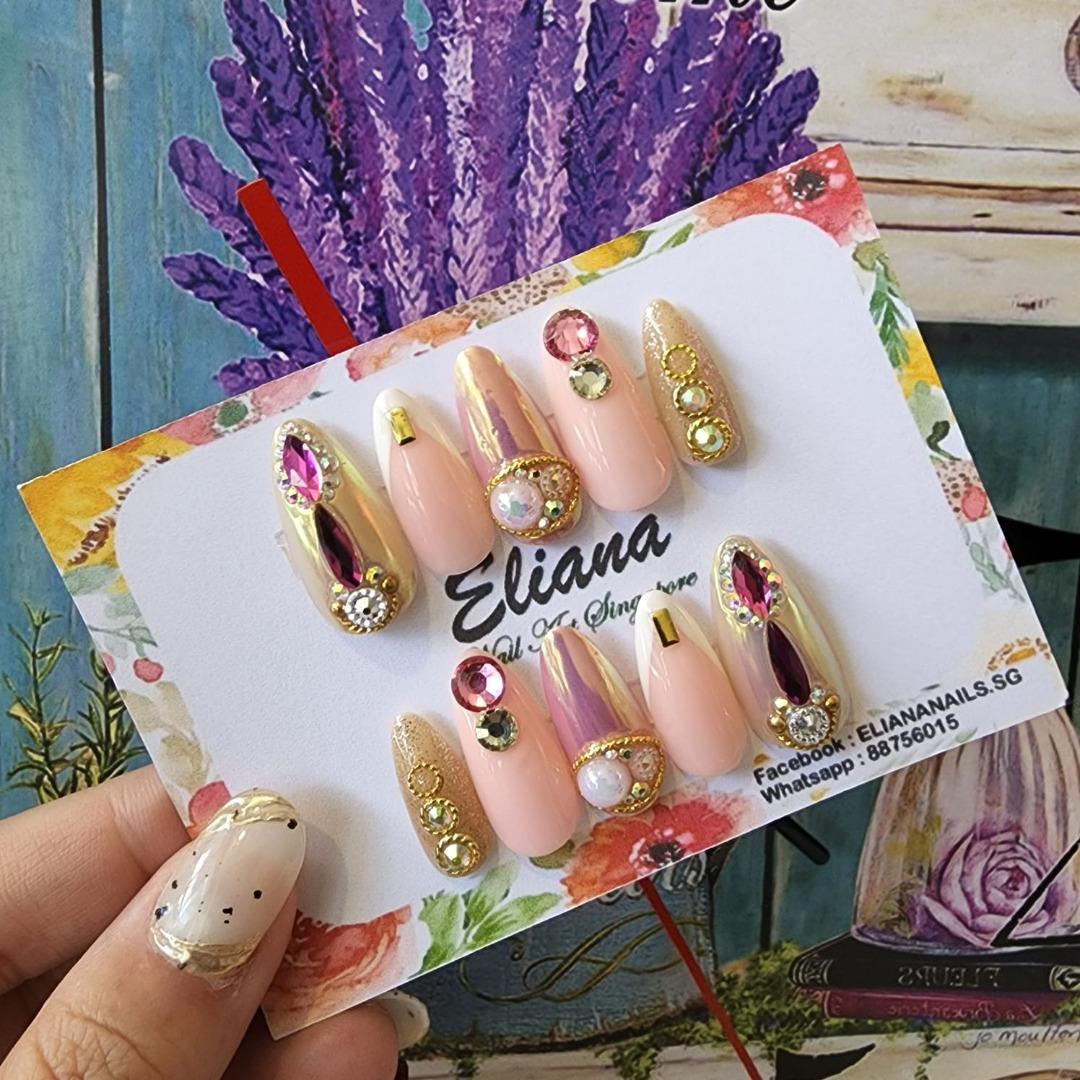 L01 - Long Length Sharp Nails / Press on Nails / Fake Nails Full Cover  Short False Nails Acrylic Nail Art, Beauty & Personal Care, Hands & Nails  on Carousell