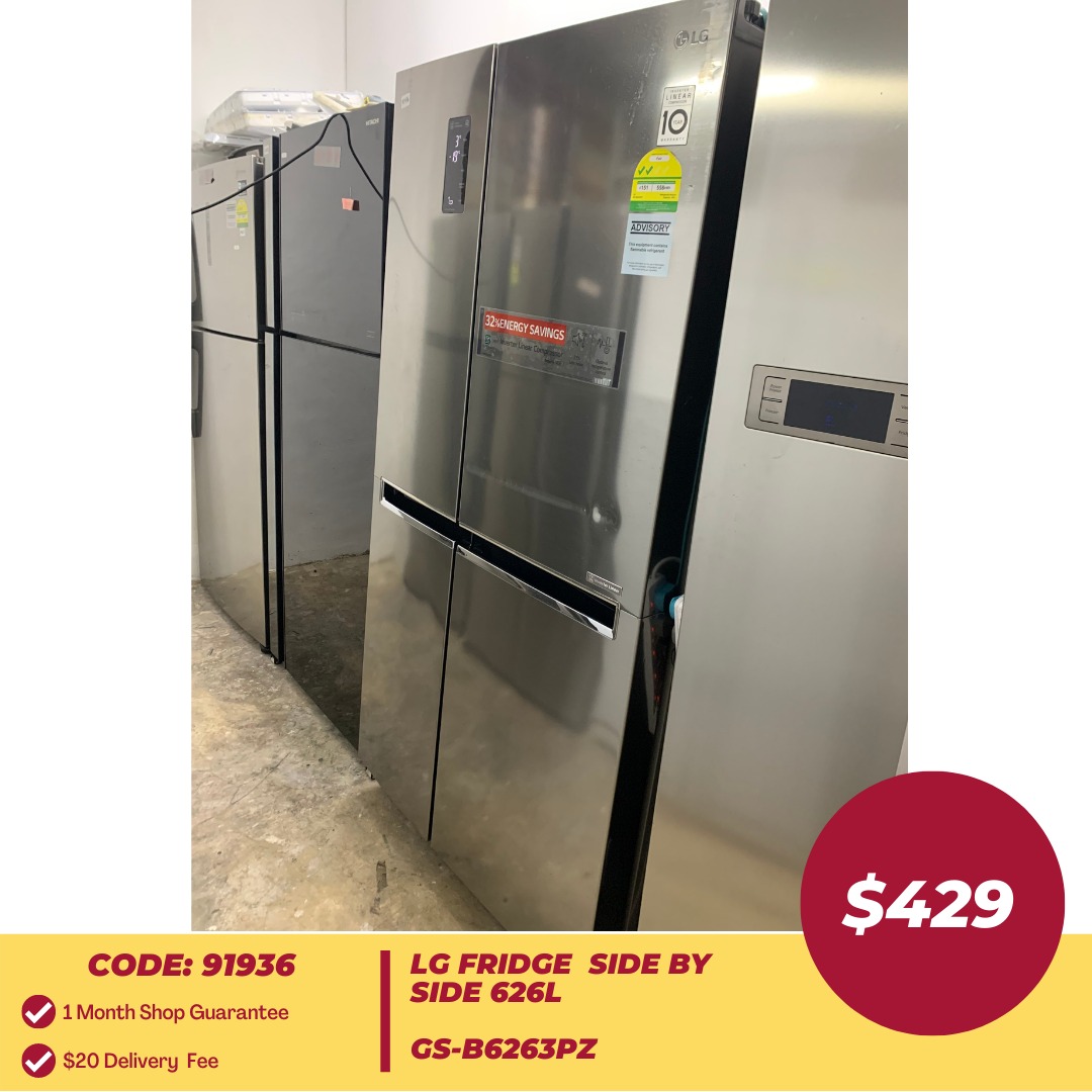 LG Fridge Side by Side 626L GSB6263PZ (91936), TV & Home Appliances