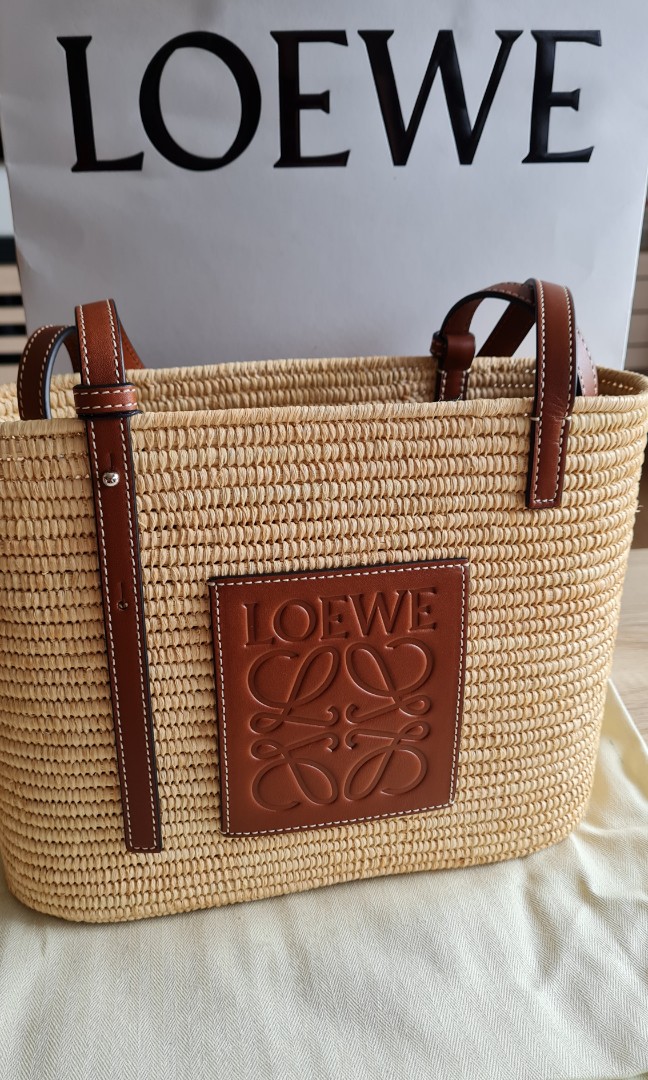 LOEWE Square Basket Bag White Small Raffia & Calf Limited Edition Japan