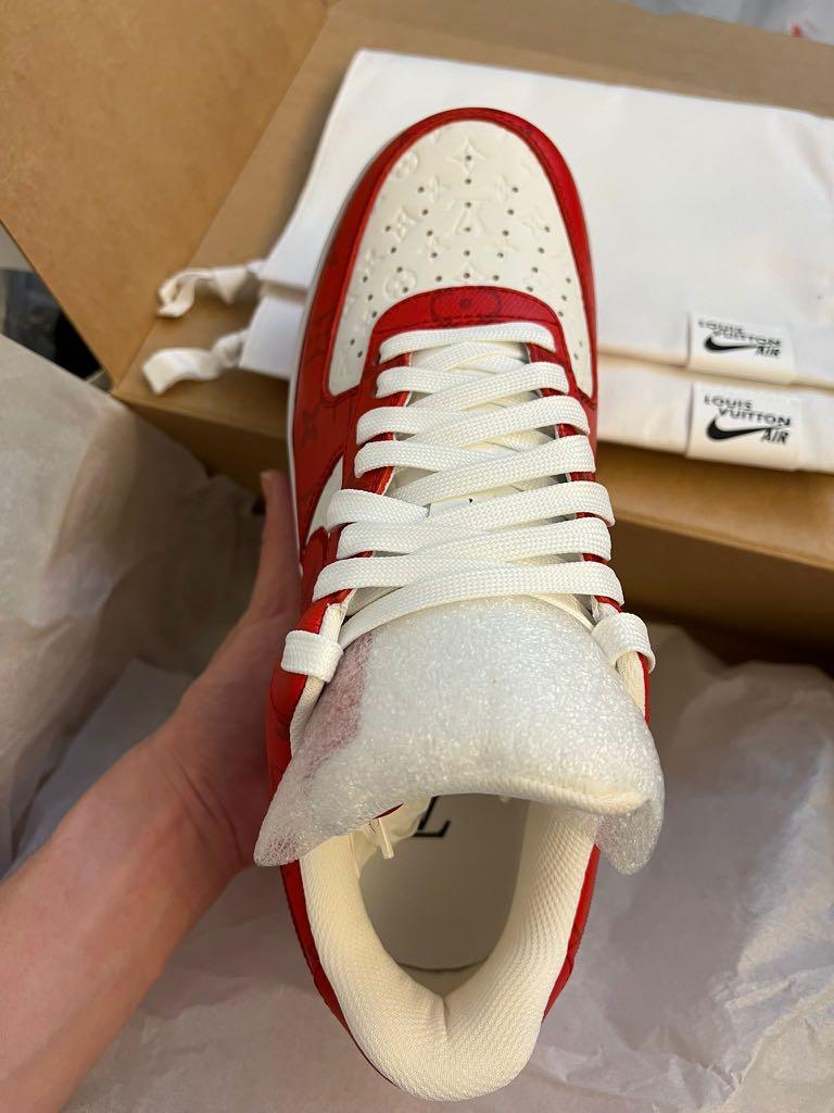 Louis Vuitton Nike Air Force 1 Low By Virgil Abloh White Red, Men's  Fashion, Footwear, Sneakers on Carousell