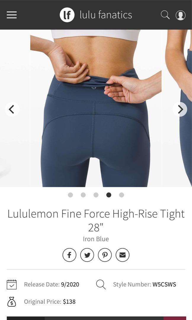 Lululemon Fine Force High-Rise Tight 28 - Iron Blue - lulu fanatics