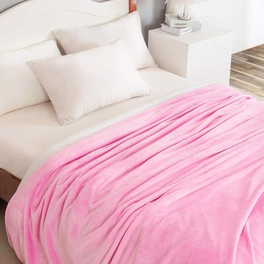 Luxury Pink Plain Throws Blanket Cosy Fleece Blanket Small Medium Large 