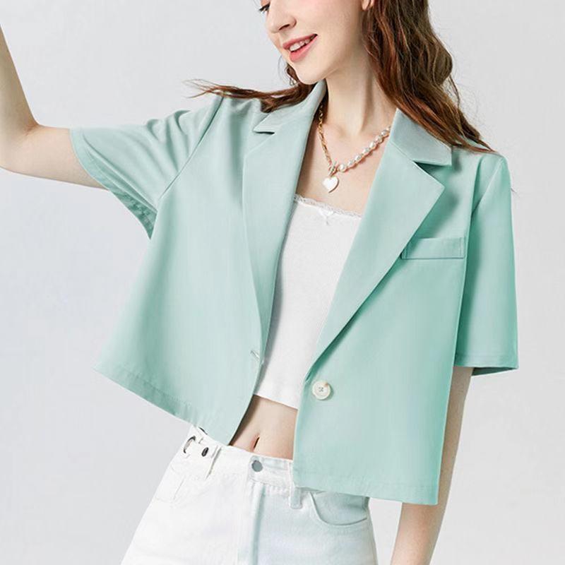 Lapel Neck Button Front Crop Blazer, Women's Fashion, Coats, Jackets and  Outerwear on Carousell