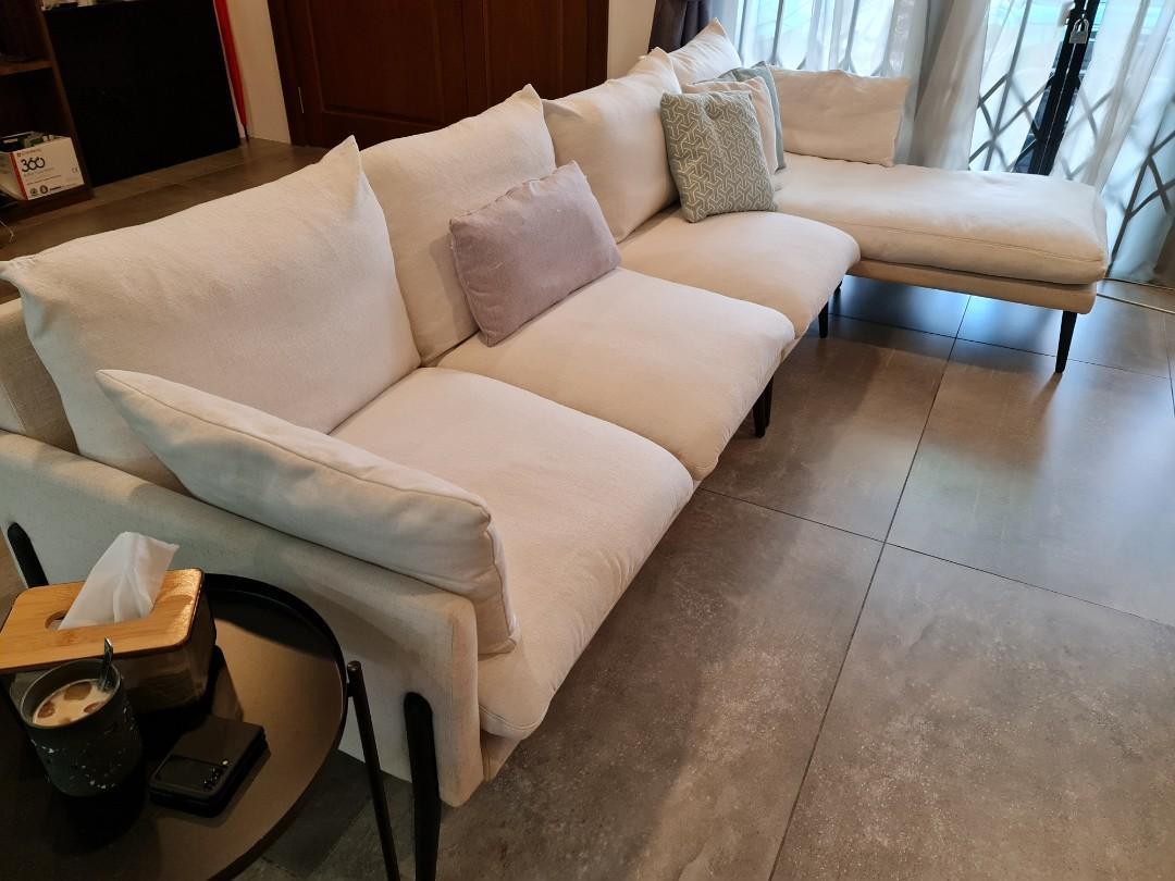 Mumu Living Verona Duck Feather 3 seater L Sofa Set Beige White