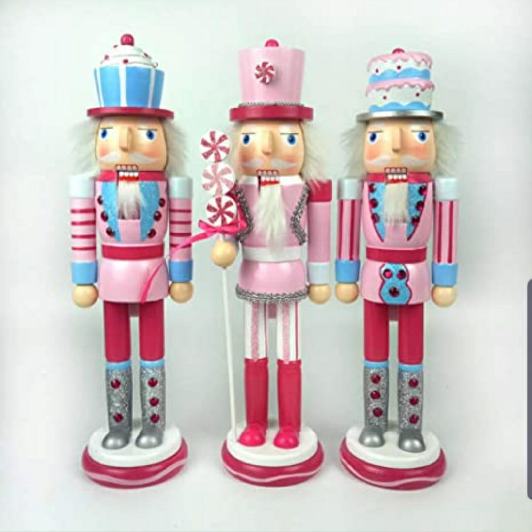 New Pink Nutcracker Doll Set of 3, Furniture & Home Living, Home Decor