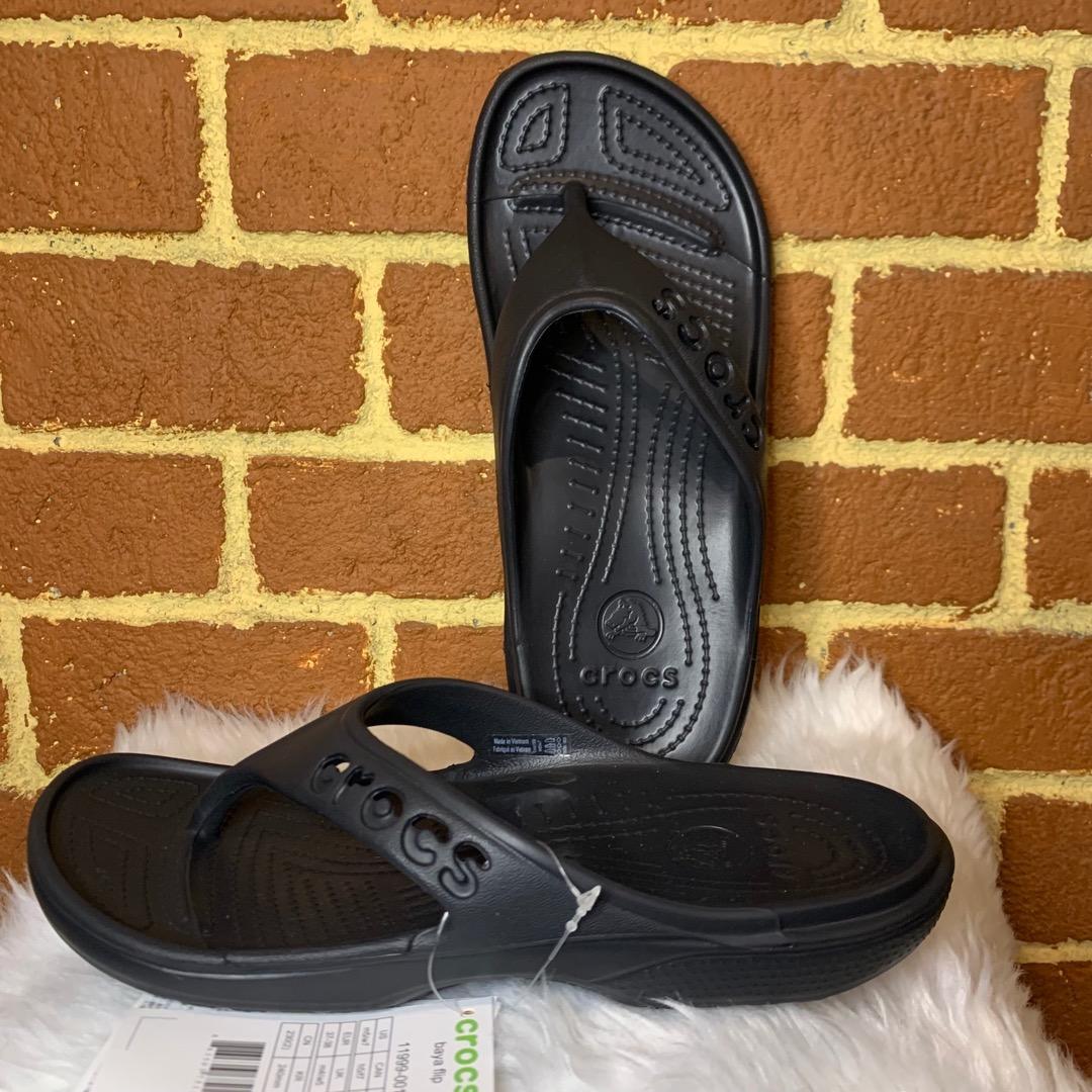 Original Crocs Baya Flip Black US Men 5, Women 7, Women's Fashion ...