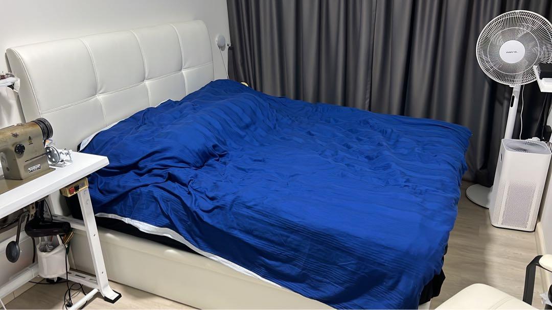 Queen size storage bed frame without delivery , Furniture & Home Living