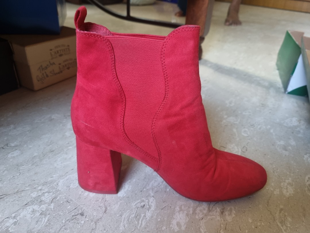 Red block shop heels boots
