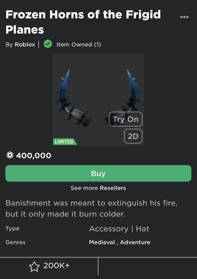 Roblox Limited Frozen Horns of the Frigid Planes (Frozen), Video