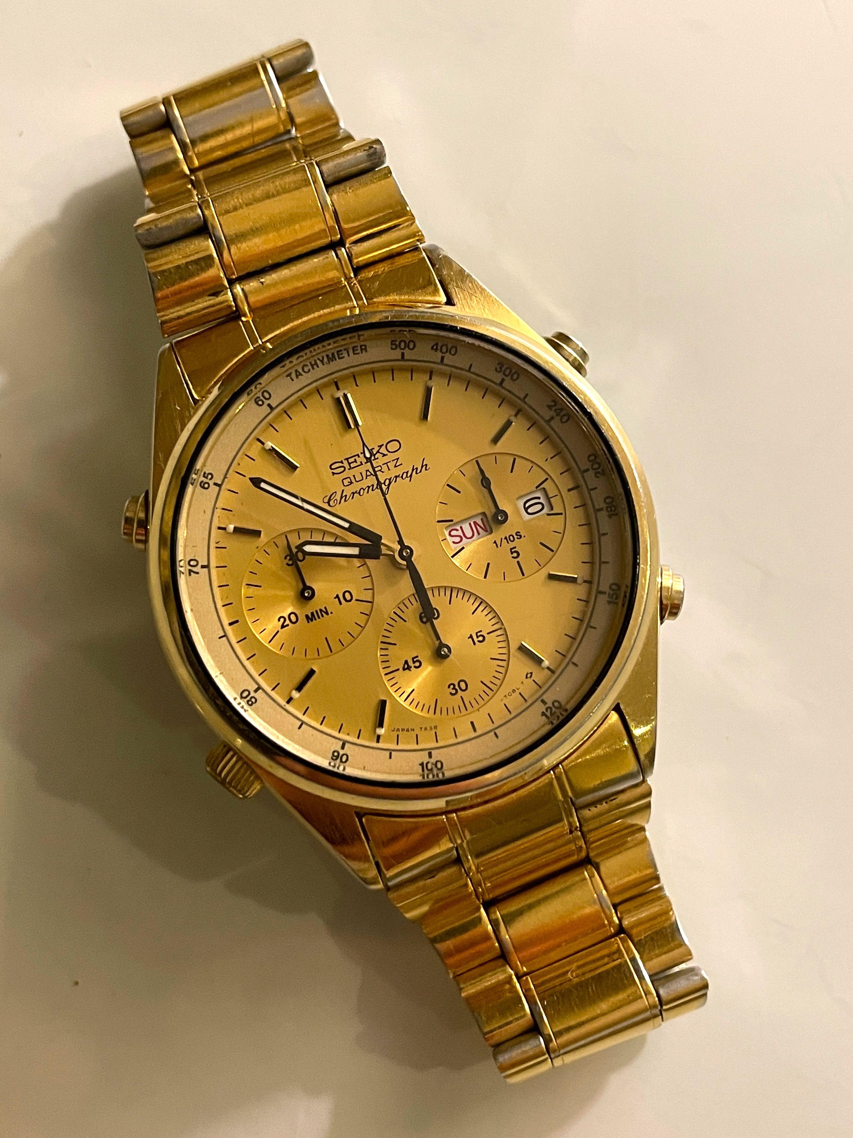Seiko 7a38-7060 Quartz Vintage Chronograph, Luxury, Watches on Carousell
