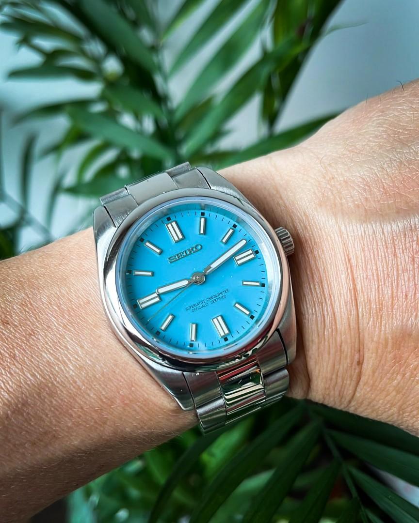 Seiko Oyster Perpetual Tiffany Blue (OP) Mod, Luxury, Watches on Carousell