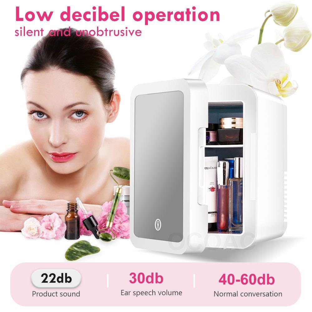 SG STOCK 8L Mini fridge LED Mirror 220v For Cosmetics Car Freezer