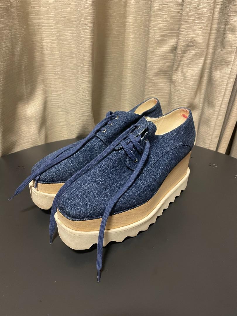 Stella McCartney Elyse Denim Platform Wedge Oxford Shoes Women s Fashion Footwear Sneakers on Carousell