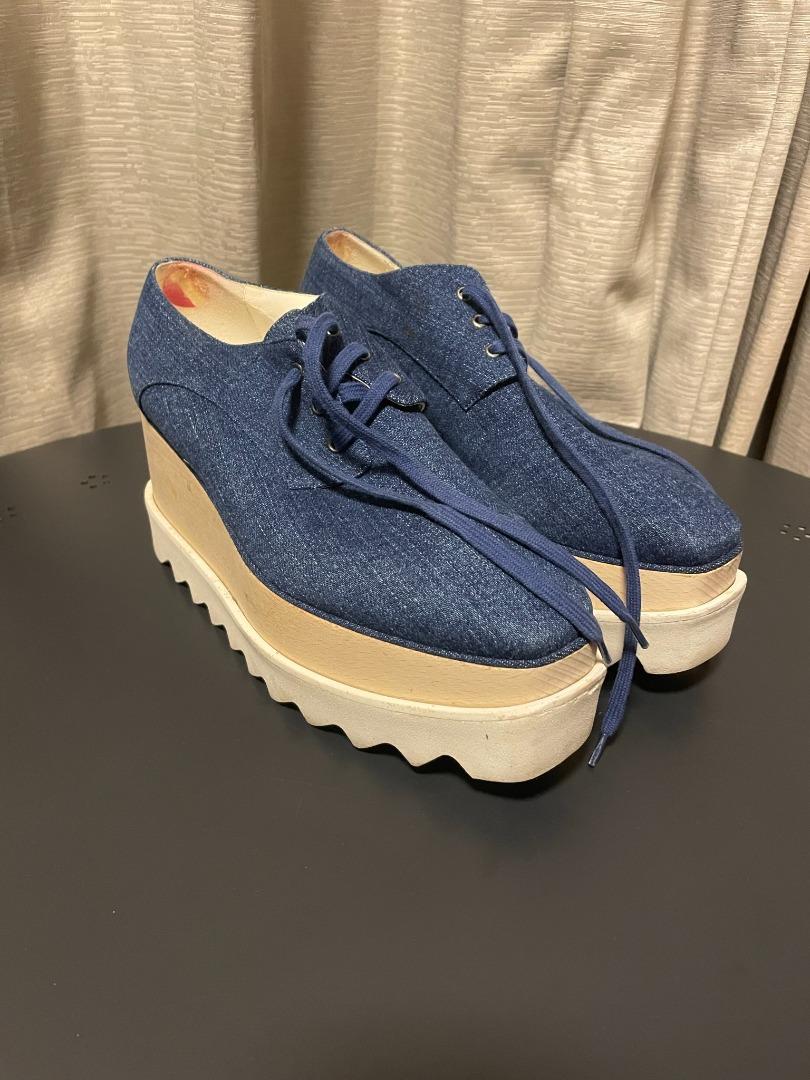 Stella McCartney Elyse Denim Platform Wedge Oxford Shoes Women s Fashion Footwear Sneakers on Carousell