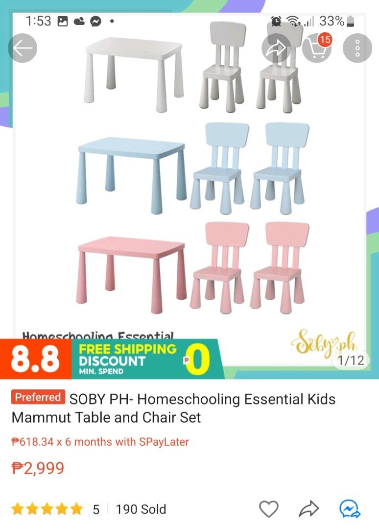 Study Table and Chairs Set, Furniture & Home Living, Furniture, Tables