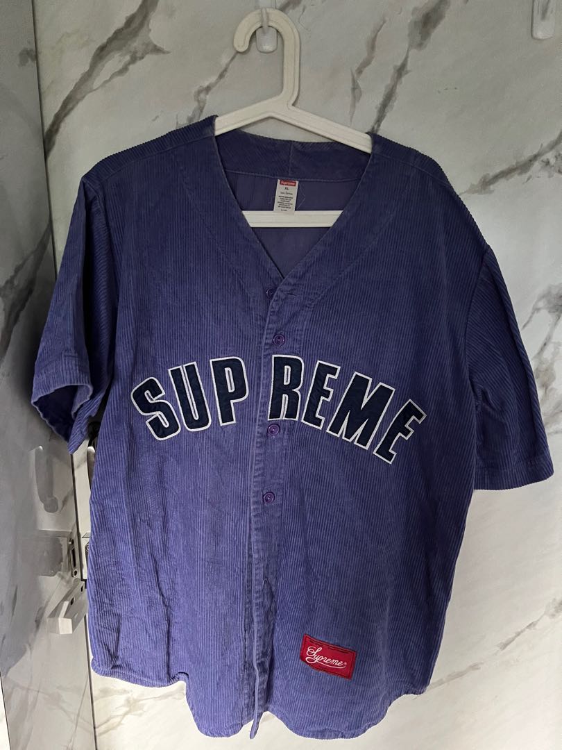 supreme corduroy baseball jersey XL