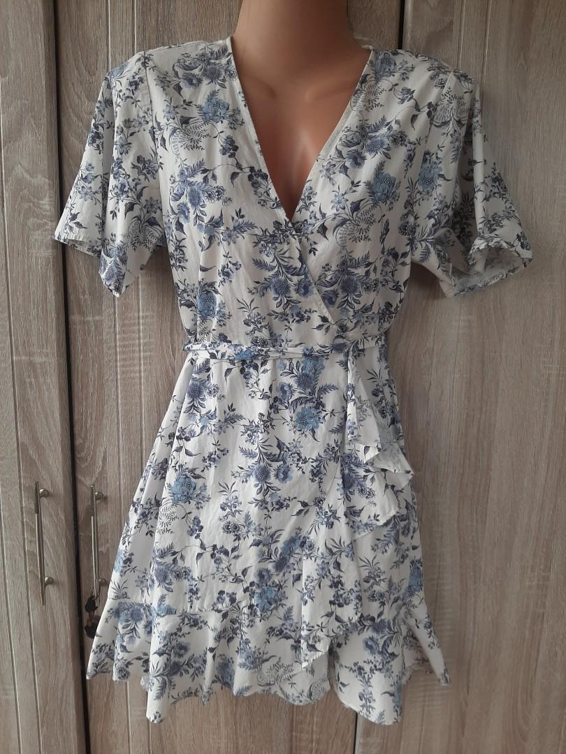 Topshop blue floral Wrap around