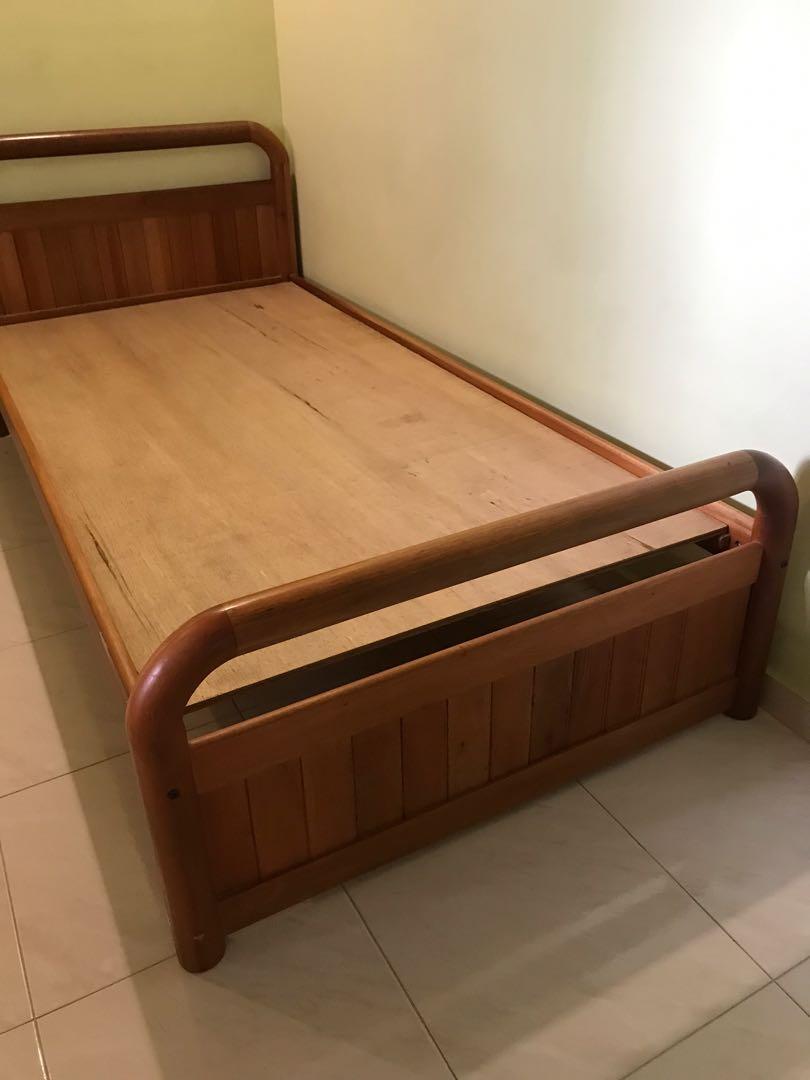 Used solid wood bed frame (Single), Furniture & Home Living, Furniture