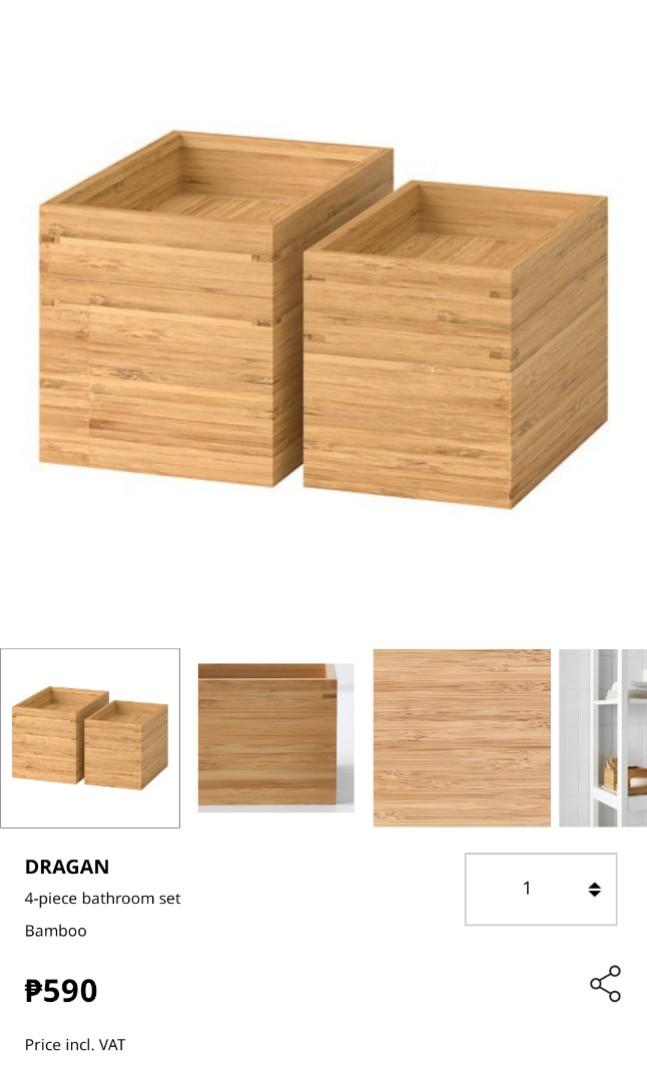 DRAGAN 4-piece bathroom set, bamboo - IKEA