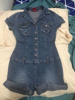 y2k denim jumpsuit/playsuit