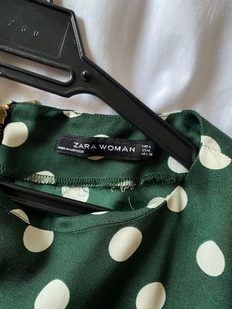 Zara green shop polka dot top