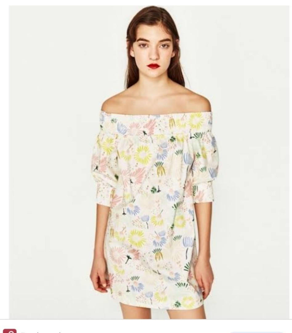 Zara off the shoulder floral dress 2025