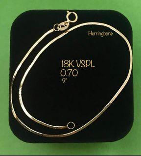 18K Saudi Gold herringbone anklet