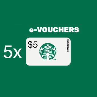 (20% off) $25 ($5 x 5) Starbuck e-voucher