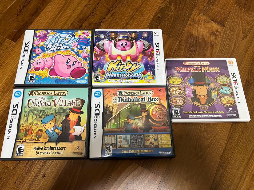 3DS DS games Kirby planet Robobot mass attack Professor Layton Miracle  mask, Video Gaming, Video Games, Nintendo on Carousell