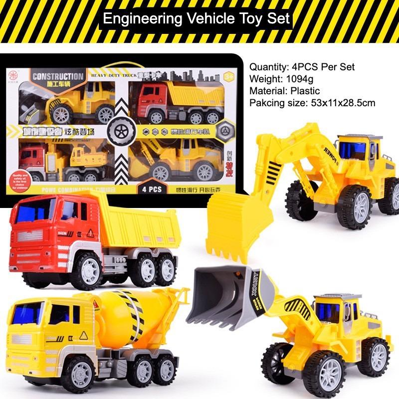 Construction Vehicle Set 2PCS Friction Powered Mini Trucks Battery No Needed Push and Go Construction Toys for 2 3 4 Year Old Boys for Early Educational Toddlers Kids 